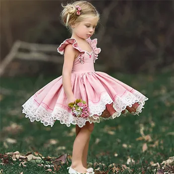 

2018 Fashion Baby Toddler Kids Girls Sleeveless Ball Gown Dress Summer Sundress Birthday Holiday Party Dress for Photo Shoot