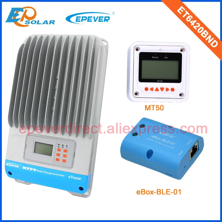 

eTracer mppt solar regulator for 12v/24v/36v/48v auto type 60A ET6420BND with white MT50 remote meter and bluetooth function