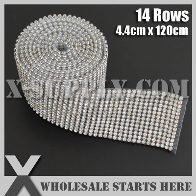 

Free Shipping 14 Rows Iron on Rhinestone Mesh Trim Crystal in Silver Base with Back Glue for Bridal Dress,Cake,Wine and Wedding