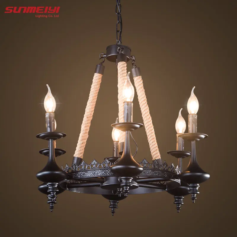

Retro loft Vintage Pendant Lights Loft Mirror Bar Rope Pendants Lamps Industrial Lamp lustres de teto suspension luminaire Light