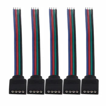 

Wholesale 200pcs/lot 4 pin Female male RGB LED Connector Cable 10cm extended wires For SMD 5050 RGB LED Strips Lighting Tape