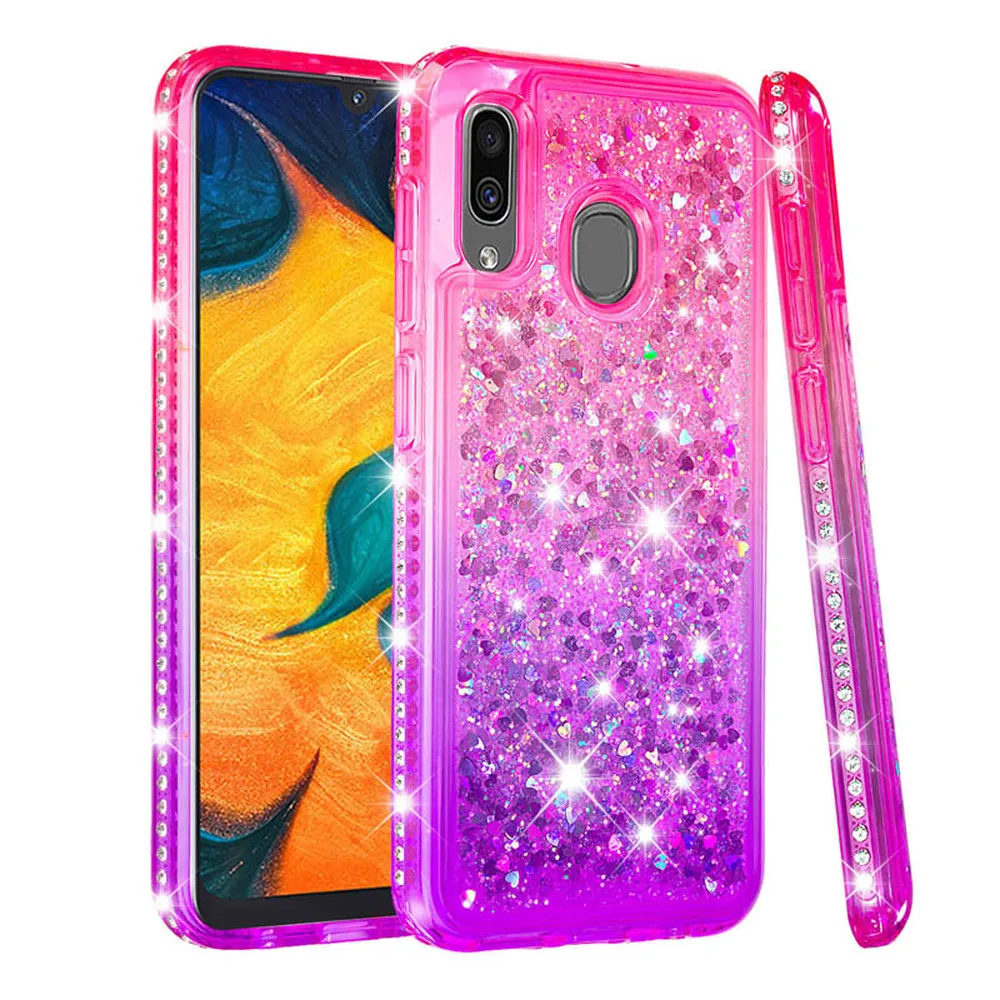 Симпатичный мягкий чехол для Samsung Galaxy Wide4 A30 A20 2019 блестящий бриллиантовый жидкий