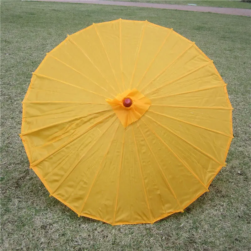 Китайский цветной тканевый зонтик, белый розовый зонтик, китайский традиционный танцевальный цветной зонтик, японский Шелковый реквизит - Цвет: Цвет: желтый