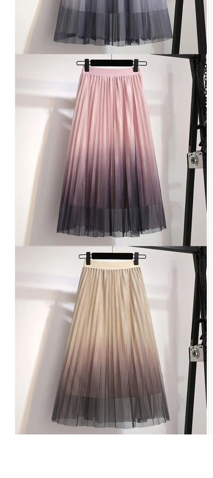 Новый летний Для женщин юбка Повседневное полиэстер шифон, высокая талия модная плиссированная юбка Уличная Для женщин Повседневное