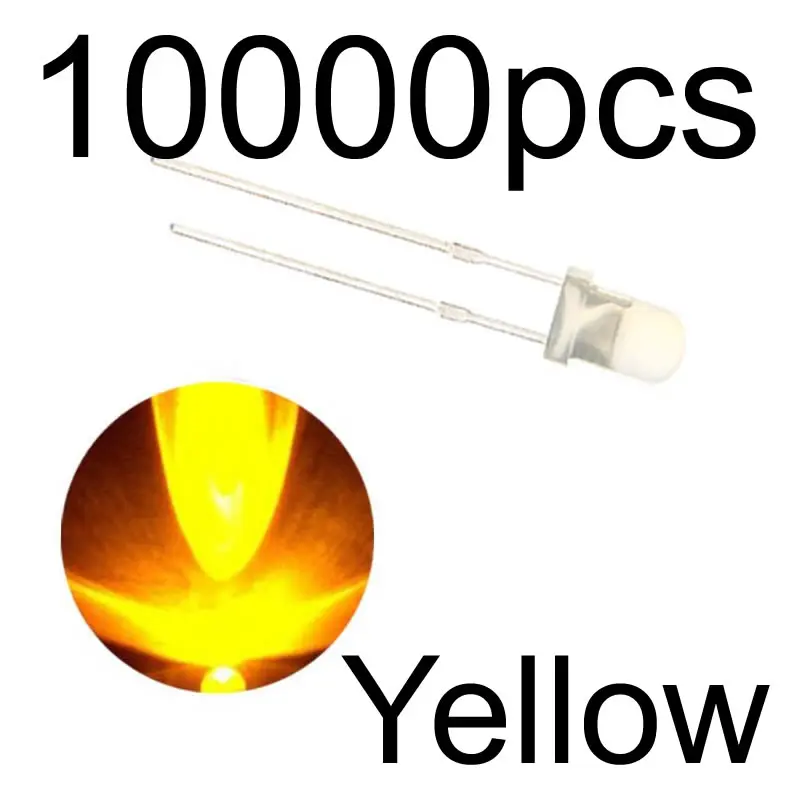 MCIGICM 10000 шт. 3 мм светодиодный светильник белый желтый красный зеленый синий Ассорти набор DIY светодиодный s Набор электронный diy комплект - Цвет: light yellow 10000pc