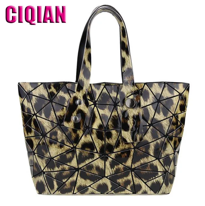 

Women's Geometry Handbag New Plain Folding geometric bag Leopard Printed Tote Shoulder bag Large Capacity Free Shipping
