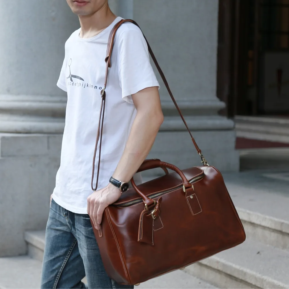 handmade leather duffle