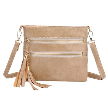 

Women Bags Fashion Zipper Solid Color Tassel Shoulder Messenger Phone torebka damska sac a main femme de marque soldes