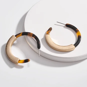 

Peri'sBox Bohemia Acrylic Acetate Circle Hoop Earrings for Women Simple Leopard Tortoise Open Hoops Minimalist Retro Earrings