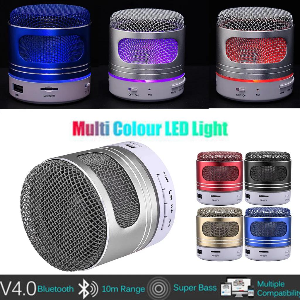 

Mini Bluetooth Speaker USB Led Light Wireless Portable Music Box Subwoofer Small Column bluetooth speaker