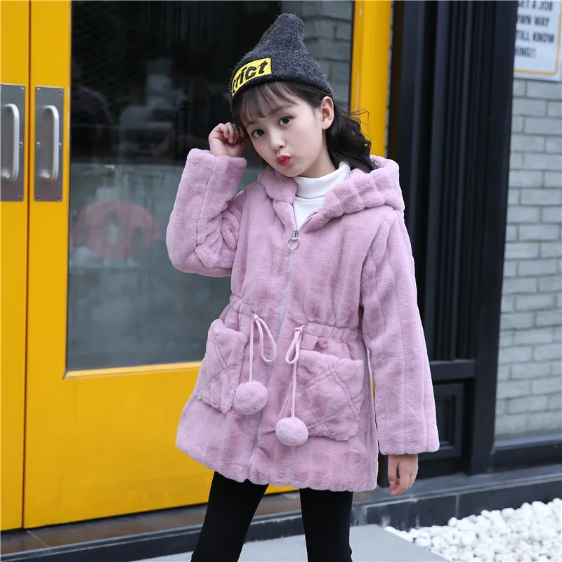 

Teenager Girls Winter Coats 2018 Fashion Kids Warm Clothes Thicken Plus Velvet Hooded Zipper Outerwear for Children 4-12 Years