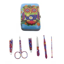 6Pcs/Set Flower Printed 2 Kinds Professional Owl Manicure Set Nail Care Set Kit Tool For Women Girl Child Kid Gift