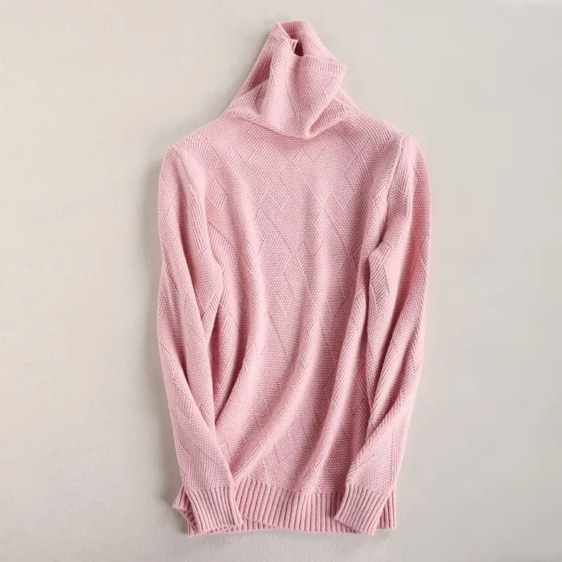 Smpevrg кашемировый свитер, женский зимний толстый пуловер с высоким воротом, женский свитер и пуловер, Женский вязаный джемпер, Женский пуловер - Цвет: pink