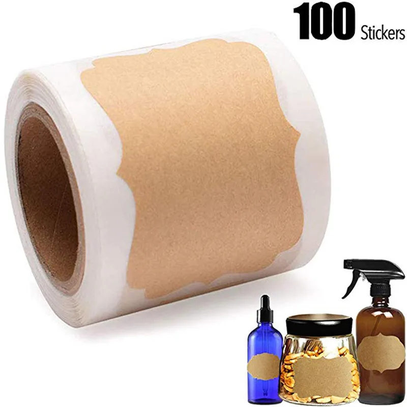 

100Pcs/Roll Natural Kraft Christmas Gift Tags 2 x 3 Inch Label Stickers Holiday Present for Wedding decoration envelope lable