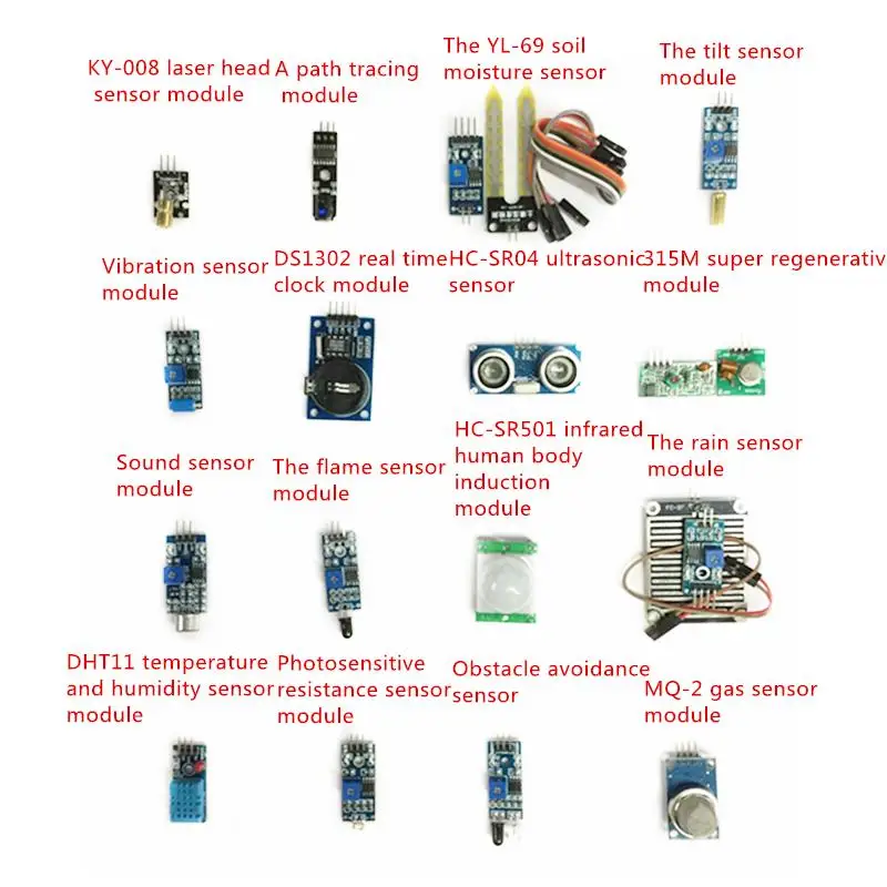 

Raspberry pi 3 sensor module package 16 kinds of sensor Free shipping