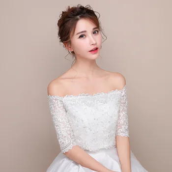 

High Quality Bridal Wraps Lace Elegant Wedding Bolero Jacket Summer Women Shawl Handmade Beaded Evening Capes Etole Mariage