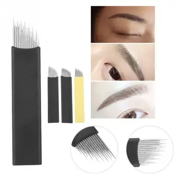 

50Pcs Tattoo Blade Microblading Needles Permanent Eyeliner Makeup Needles 14 23 28 36 Pin Manual Pen 3D Eyebrow Embroidery