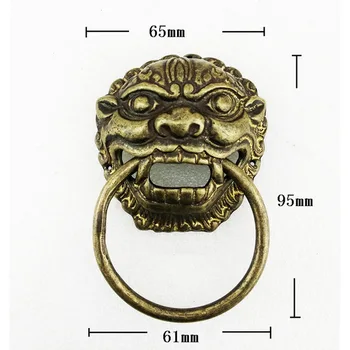 

65*95mm Brass Chinese Vintage Animal Beast Head Furniture Door Pull Handle Classic Door Handle