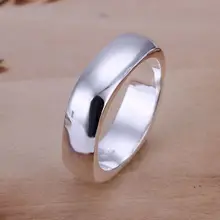 Verano fina estilo platea los anillos plateados 925-sterling-silver joyería brillante anillos cuadrados para mujeres / hombres SR004