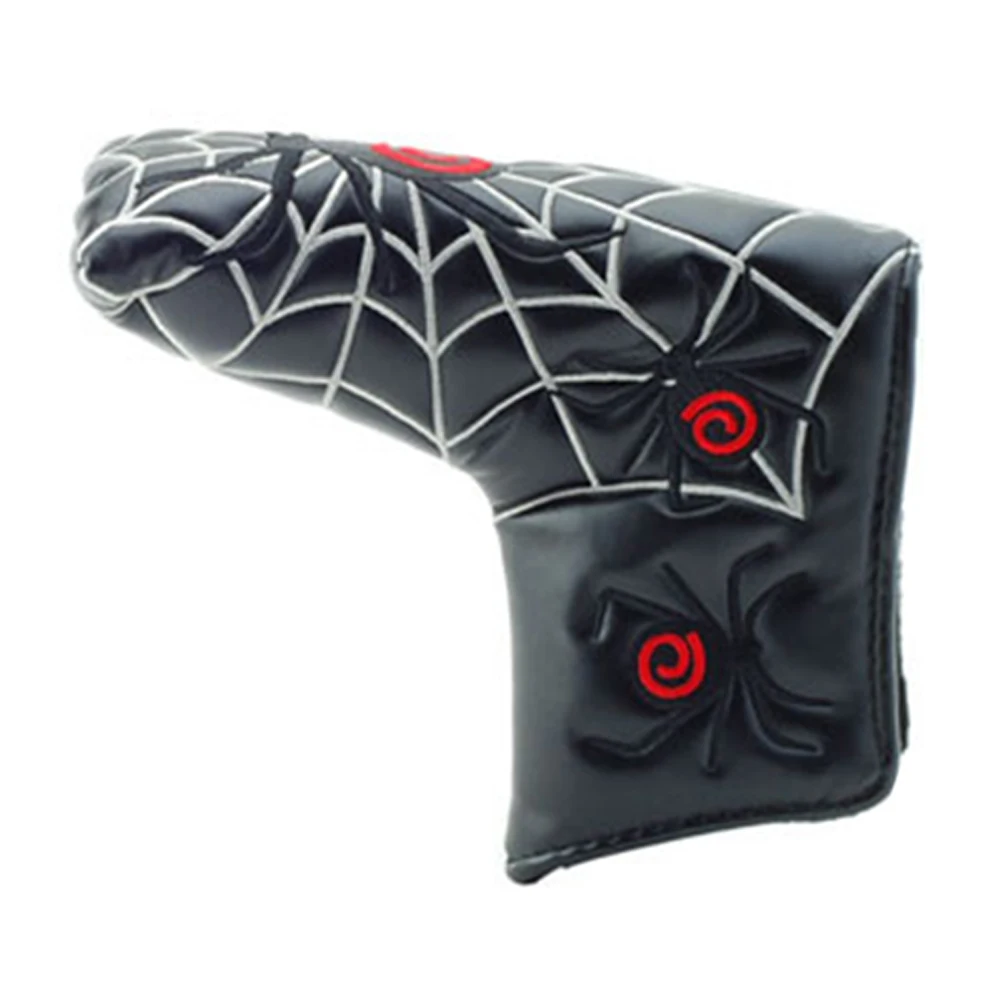 

Accessories Protective Cartoon Portable Golf Putter Cover Thumb PU Leather Magic Sticker Decor Headcover Club Spider Web Blade