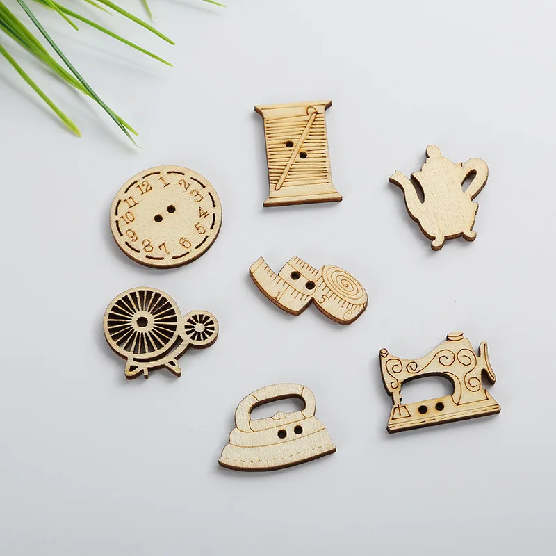 Wood Christmas DIY Beaded Bells Pendant Retro Nostalgic Small Appliances Decorations Jewelry Findings 50pcs/lot | Украшения и