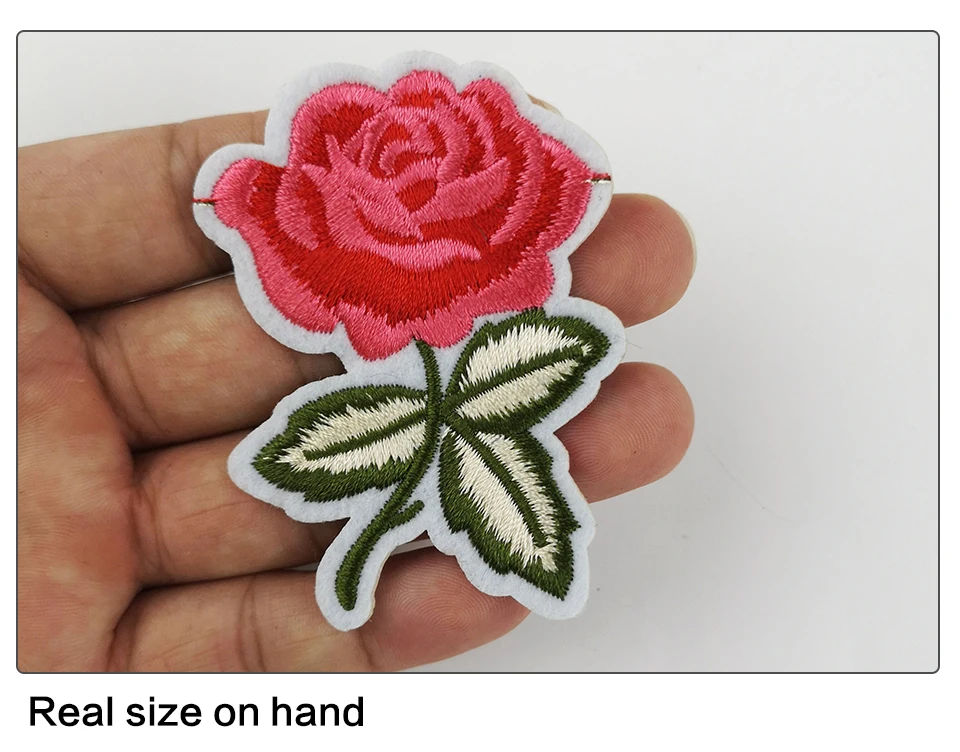 Flower Patch DIY Iron On Embroidery Flower Patches Red Rose 3D Embroidered Flower Applique Motif For Clothes Fabric              (4)