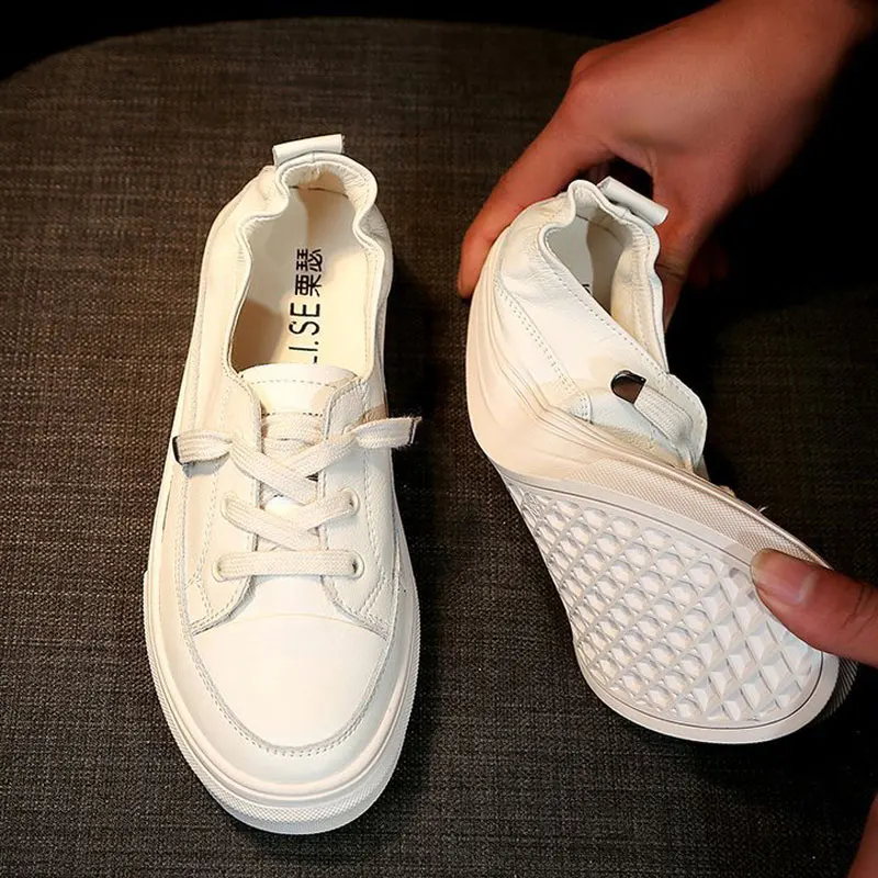 

Tangnest New Sneakers Women Casual White Shoes Summer 2019 Soft PU Leather Flat Shoes Woman Comfortable Slip on Flats XWD7758