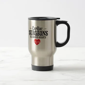 

Funny Cardiac Surgeons Fix Broken Hearts Travel Mug Stainless Steel coffee Cup with Handle - Great Gift Mugs 14 Ounce