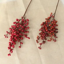 5 вилок одиночные красные ягоды DIY рождественские украшения для дома Свадебные украшения Искусственные цветы ягоды поддельные ветки цветов