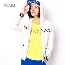 PASS 2017 Autumn New Fashion Short Jackets Girls Loose Sportwear Spliced Hoodies Coats Long Sleeve