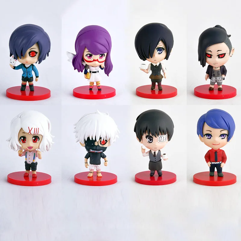 

8CM PVC Q Version Tokyo Ghoul Ken Kaneki JUZO SUZUYA Toshiyo Action Figure Car Furnishing Articles Model Holiday Gifts Ornament