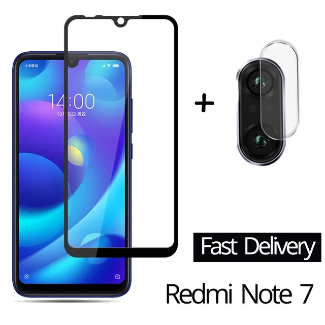 2 in 1 Camera Lens Film Tempered Glass for Redmi Note 7 Glass Protective Glass for
