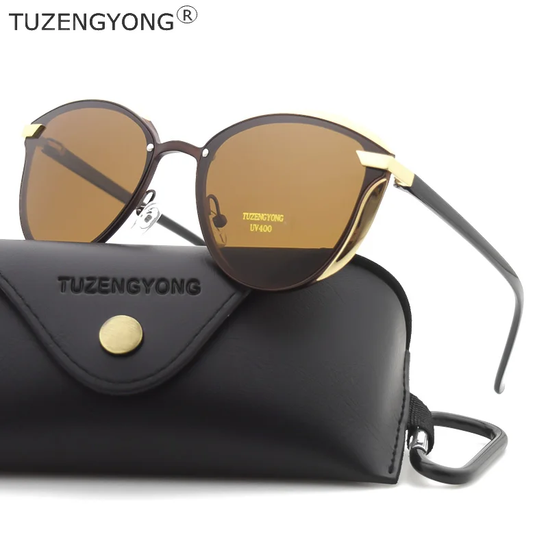 TUZENGYONG Cat Eye Sunglasses Women Polarized Fashion Ladies Luxury Sun Glasses Female Vintage Shades Oculos de sol Feminino