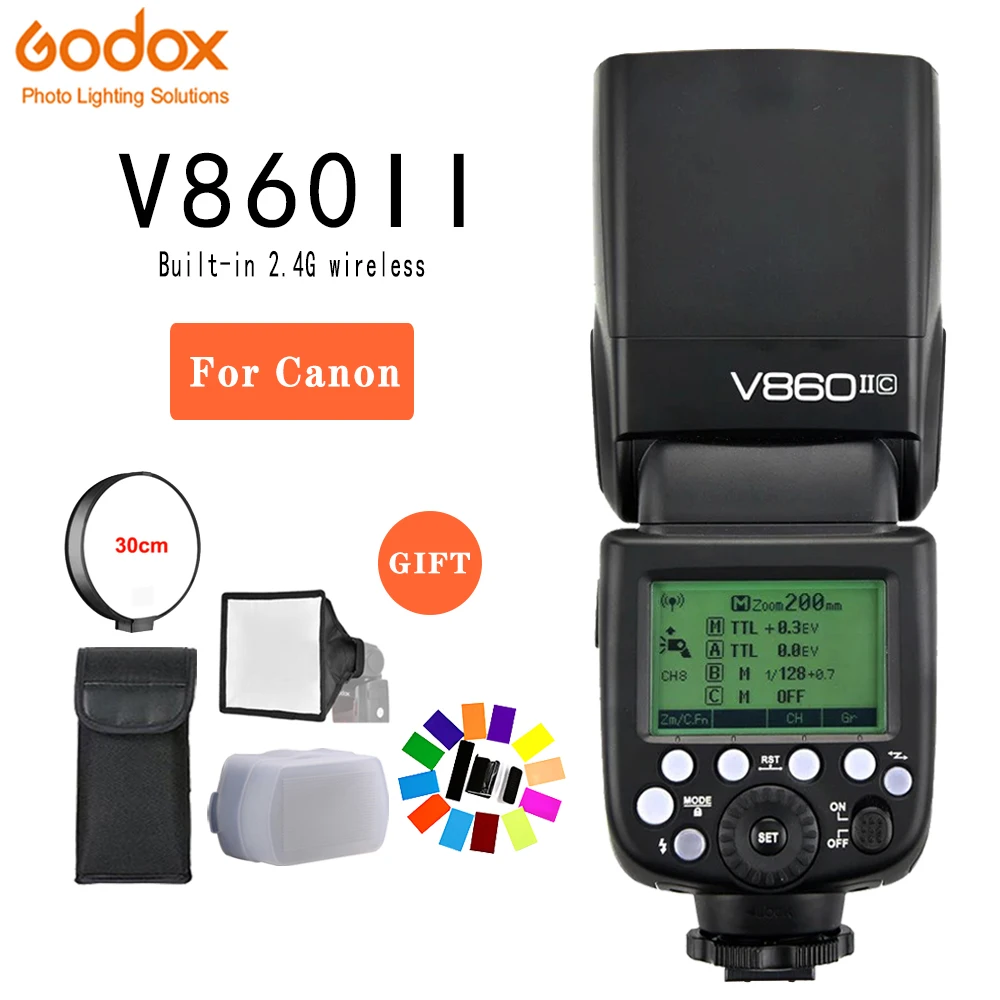 

Godox V860II V860II-C X1T-C XPro-C E-TTL HSS 1/8000 Li-ion Battery Speedlite Flash for Canon DSLR