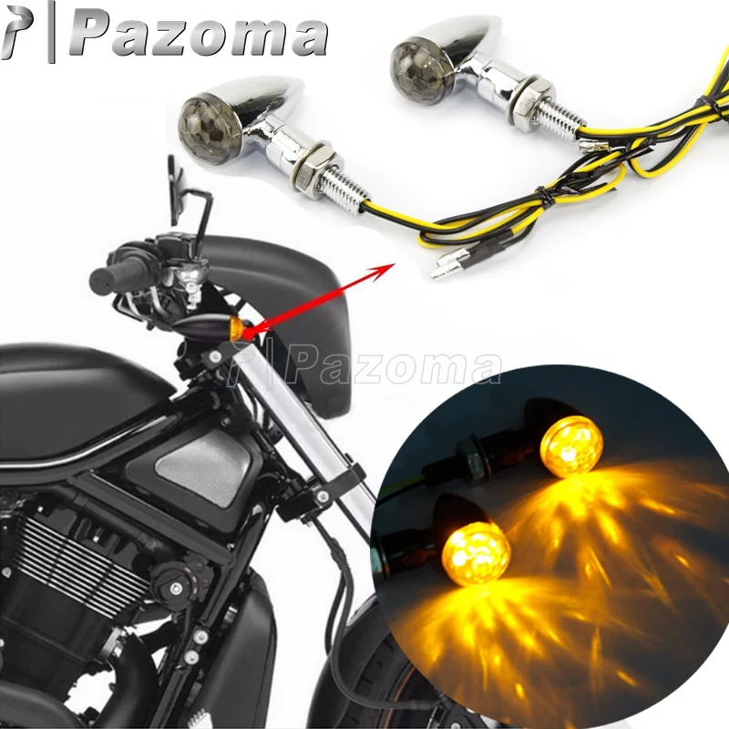 2x Motorcycel Mini E11 Metal Bullet Amber Turn Signal Indicator Light For Harley Honda Suzuki Yamaha Kawasaki Street Sport Bikes |
