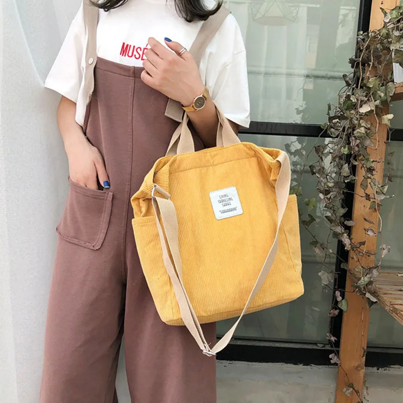 

Corduroy Zipper Luxury Handbags 2019 Women Bags Designer Shoulder Bag Female Handbag Lady Messenger Bag Handbag Shopping Bag