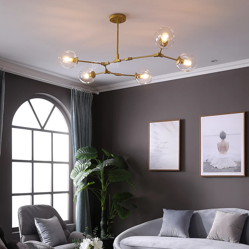 Online Nordic Moderne Kronleuchter Decke Kronleuchter Beleuchtung Glas lampe für Wohnzimmer Schlafzimmer Leuchten Industrielle Led Lampe