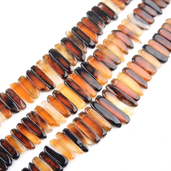 

Black Brown Agates Natural Stones Graduated Slice Point Beads Pendants Strand,Polished Dyed Agates Loose Beads Drilled Necklace