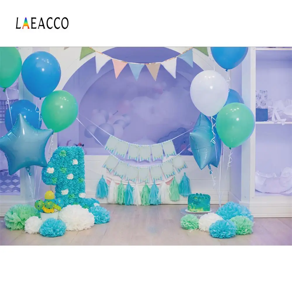 Laeacco воздушные шары ребенок 1-й День Рождения флаг торт ребенок семья фотосъемка фоны фото фон для фотостудии - Цвет: NBK06091