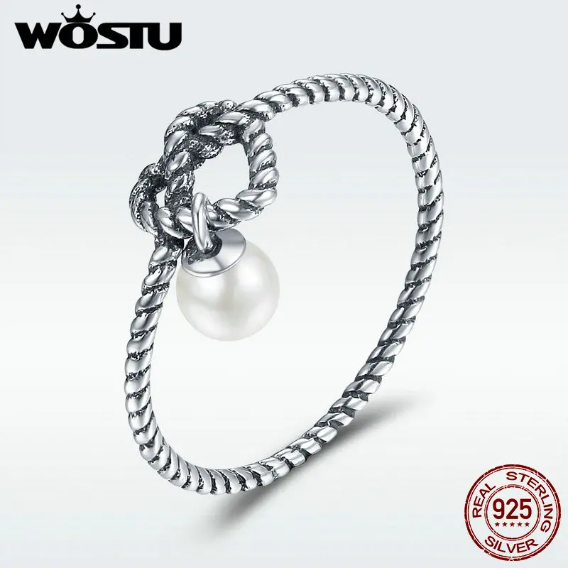 Женское Винтажное кольцо WOSTU из стерлингового серебра 925 пробы модные вечерние
