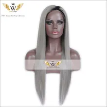 7A Straight Glueless Lace Front Wigs Ombre Gray Lace Wig Brazilian Virgin Hair Full Lace Human Hair Wigs For Black Women