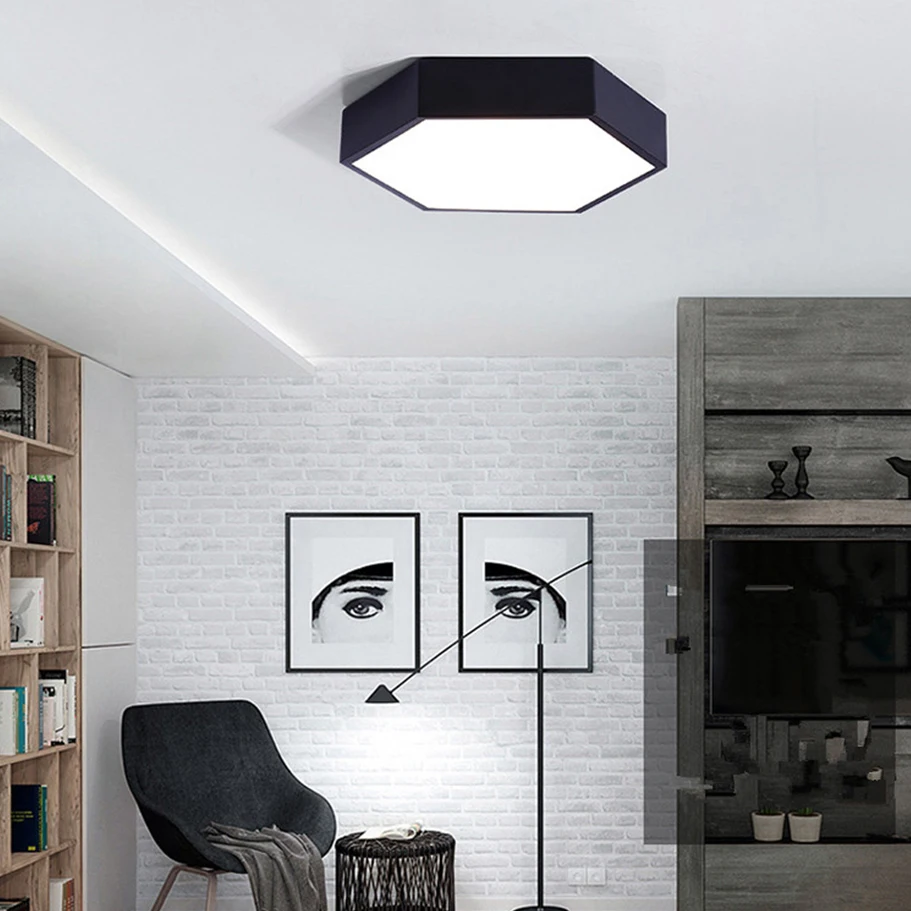 Современный светодиодный ультра тонкий потолочный светильник, цветной шестигранный акриловый потолочный светильник для кухни, гостиной