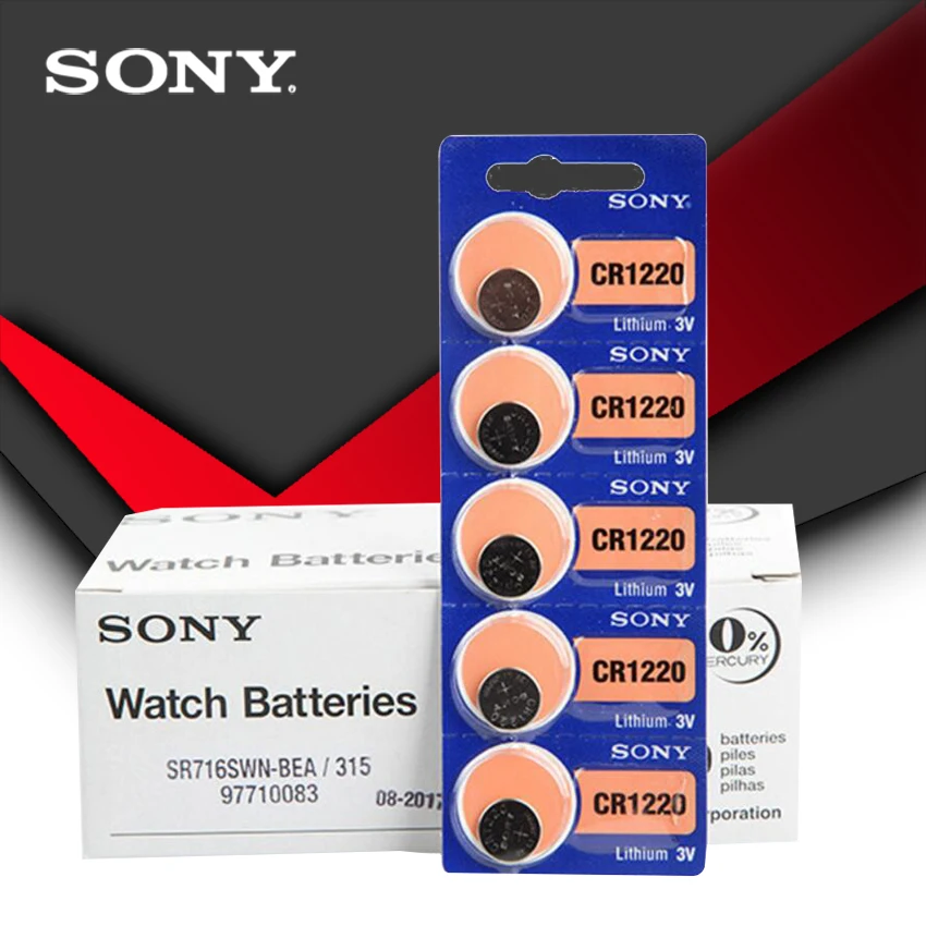 

100pc/lot Sony 100% Original CR1220 Button Cell Battery For Watch Car Remote Key cr 1220 ECR1220 GPCR1220 3v Lithium Battery