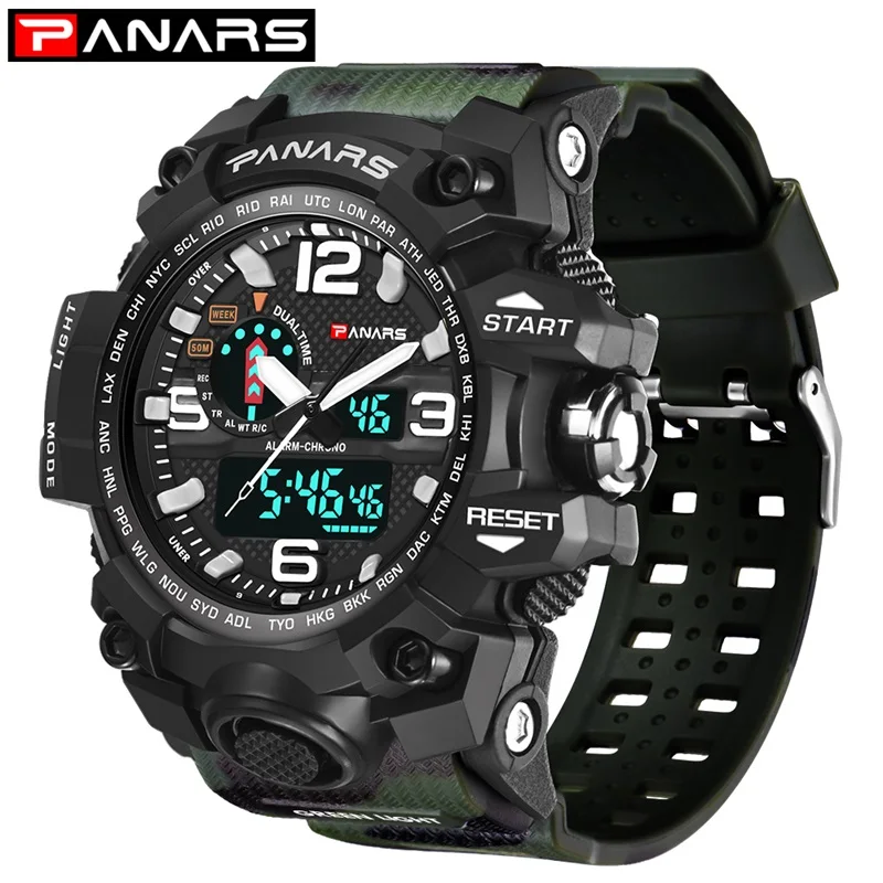 PANARS камуфляжные военные цифровые часы мужские G стильные модные ударные спортивные армейские часы светодиодный Электронные наручные часы для мужчин 8202