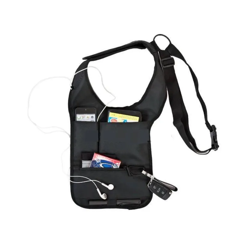  Multifunction Men Travel Anti Theft Hidden Underarm Shoulder Bag Black Nylon Pocket Mp3 Mobile Phon - 1879991302
