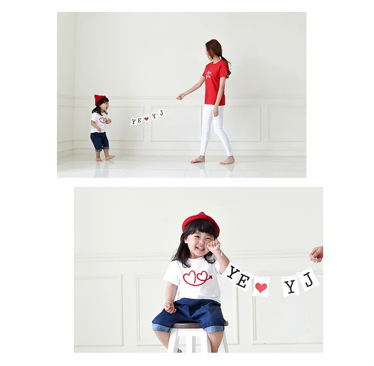 Летний комплект одежды для семьи, хлопковый комплект одежды для мамы, папы и ребенка, Семейный комплект одежды с надписью «love» для мамы и дочки, короткая футболка