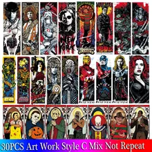 30 шт смешанный набор наклеек с изображением скелета ужасов, граффити, темные крутые наклейки для детей, багаж, скейтборд, наклейки для ноутбука, наклейки в стиле панк