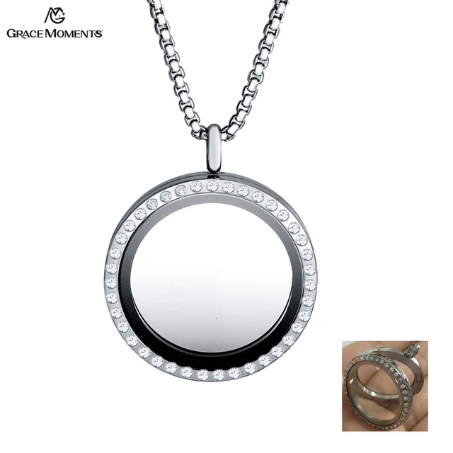 Grace Moments 30mm Round Glass Photo Frame Memory Locket Pendant