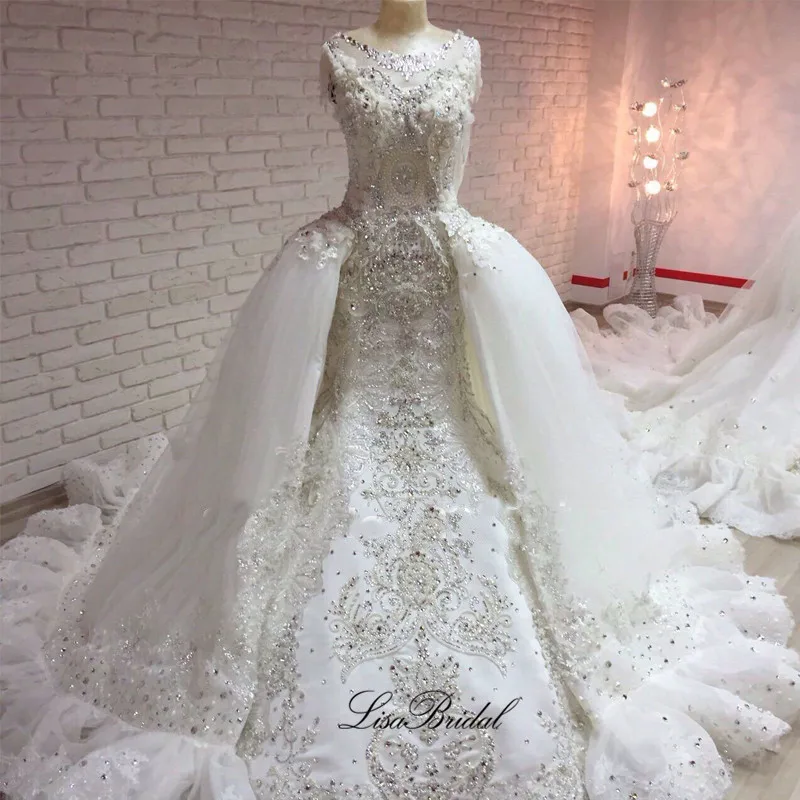 Великолепное новое длинное свадебное платье с глубоким вырезом, коротким рукавом, Chjpel, со шлейфом, украшенное кристаллами, свадебные платья, Robe de mariage