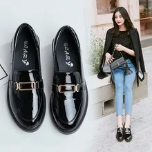 Туфли-оксфорды в британском стиле для девушек в стиле преппи; всесезонные женские туфли на плоской подошве с металлической квадратной пряжкой; модные брендовые маленькие кожаные женские туфли
